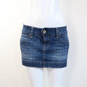 y2k micro denim mini skirt light wash raw hem low rise